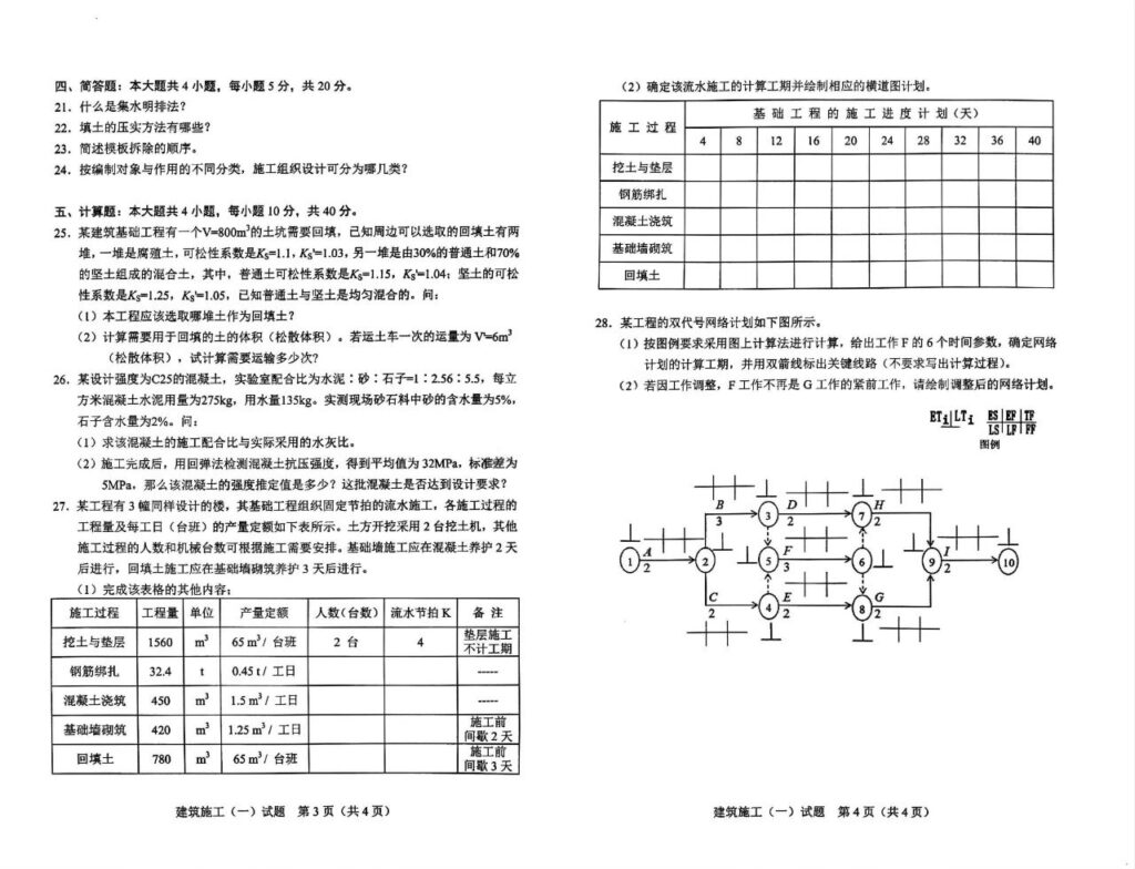 2024年4月自学考试02400建筑施工(一)试题2
