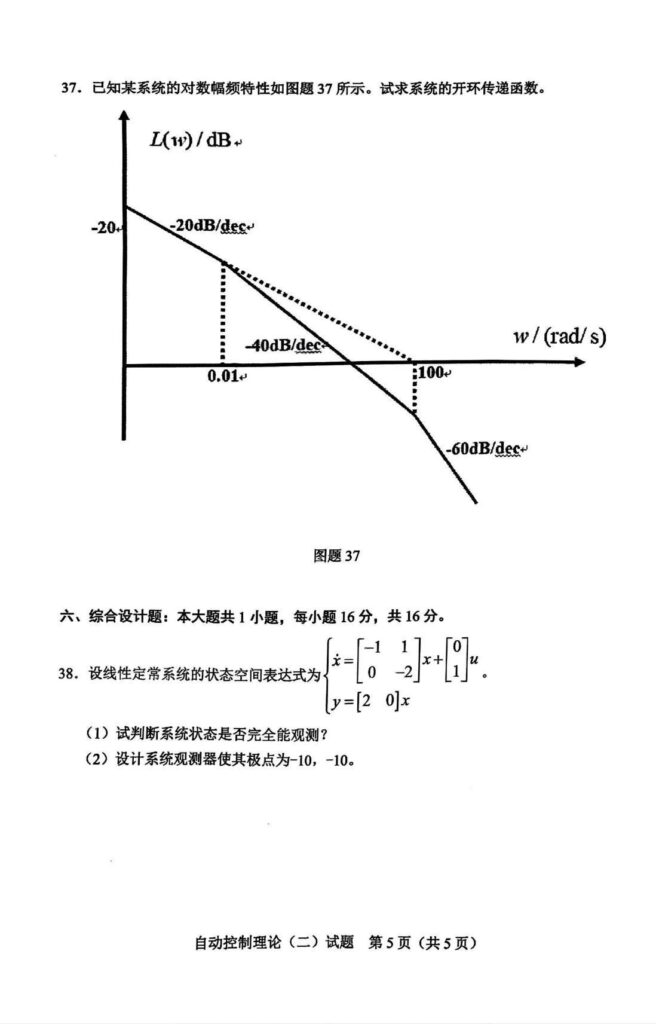 2024年4月自考02306自动控制理论二试题3