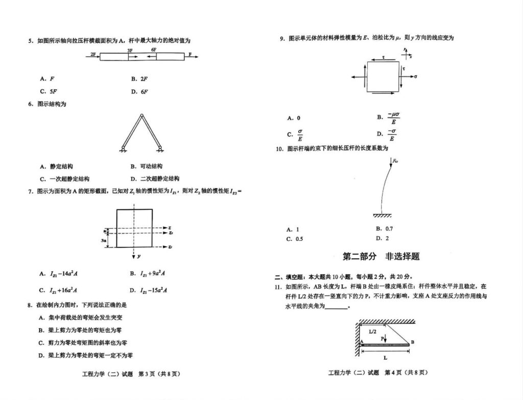 2024年4月自考02391工程力学(二)试题2