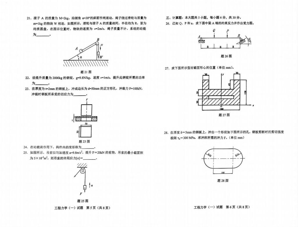 2017年4月自考02159工程力学(一)试题3