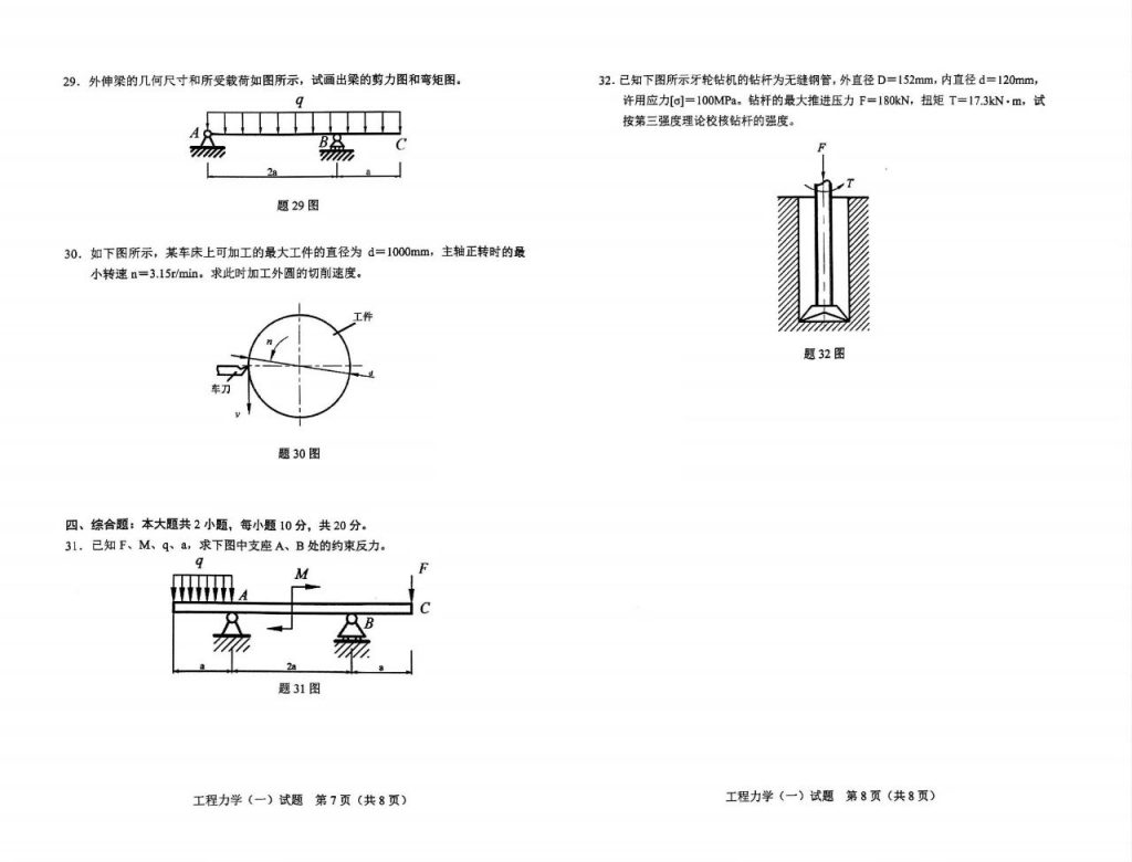 2017年4月自考02159工程力学(一)试题4